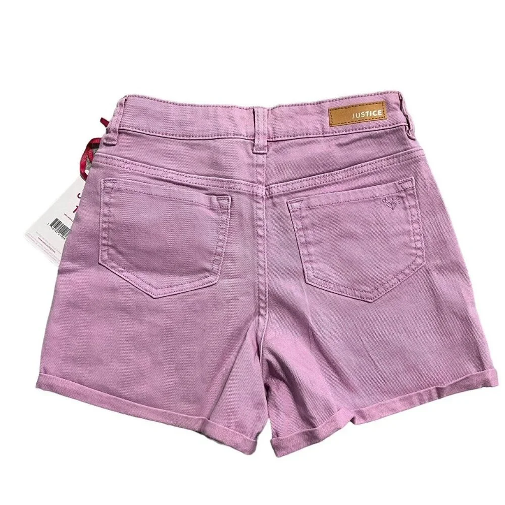 NEW Justice Sz 12 Lavender Distressed Stretch Denim Shorts